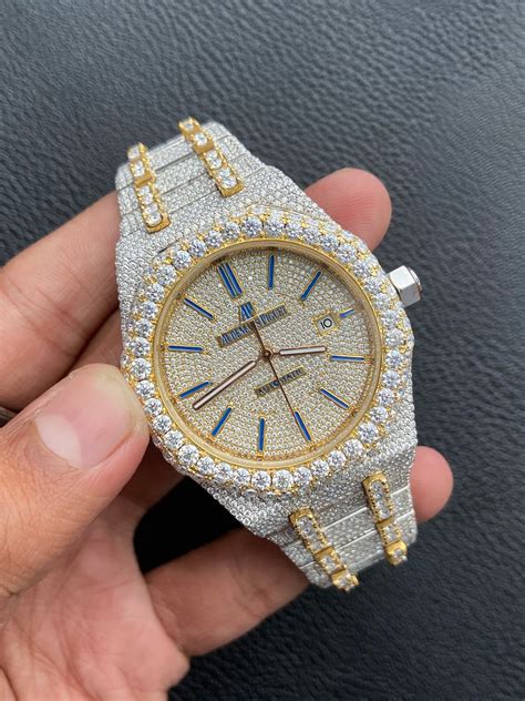 mens fake diamond watches|moissanite iced out watch.